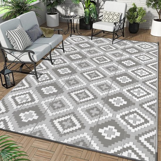 Buitentapijt - Campermat Strotapijt - Terras Buiten Leven - Omkeerbaar UV-bestendig - 240 x 360 cm - Grijs — afbeelding 2