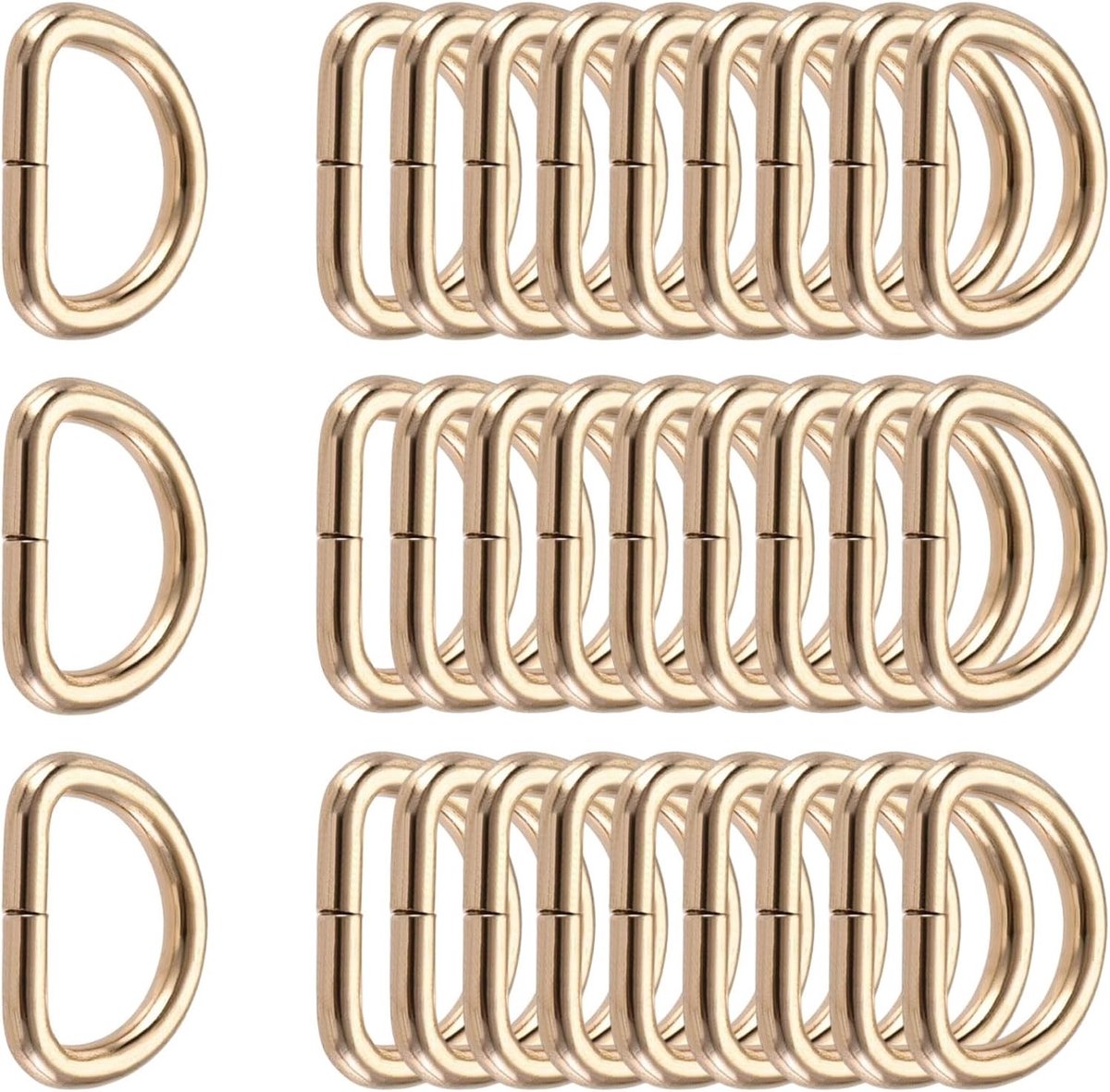 30 Stuks Metalen D-Ringen, 25MM Gouden Halve Ring Gespen, Bevestigingsmaterialen voor Sleutelhangers en Handgemaakte Accessoires