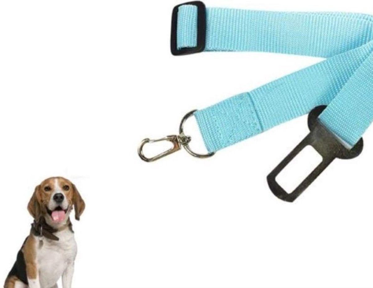 *** Hondengordel Blauw - Auto Riem Hond - Hond Auto op Reis - Veilig onderweg met Heble® ***