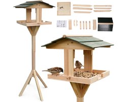 Houten VOEDERHUIS voor vogels, vrijstaand voederhuis op poot 116x30x30cm