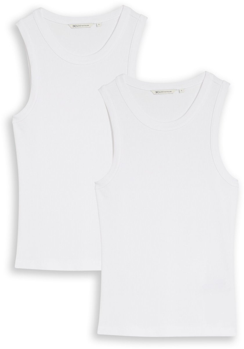 Tom Tailor Denim - Slim fit top in een set van 2 - Maat XXL - White