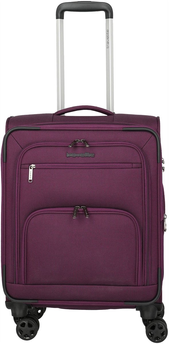 Travelite Cubis 4 wielen Cabinewagen S 55 cm met uitbreidingsplooi - Zachte bagage - TSA slot - berry