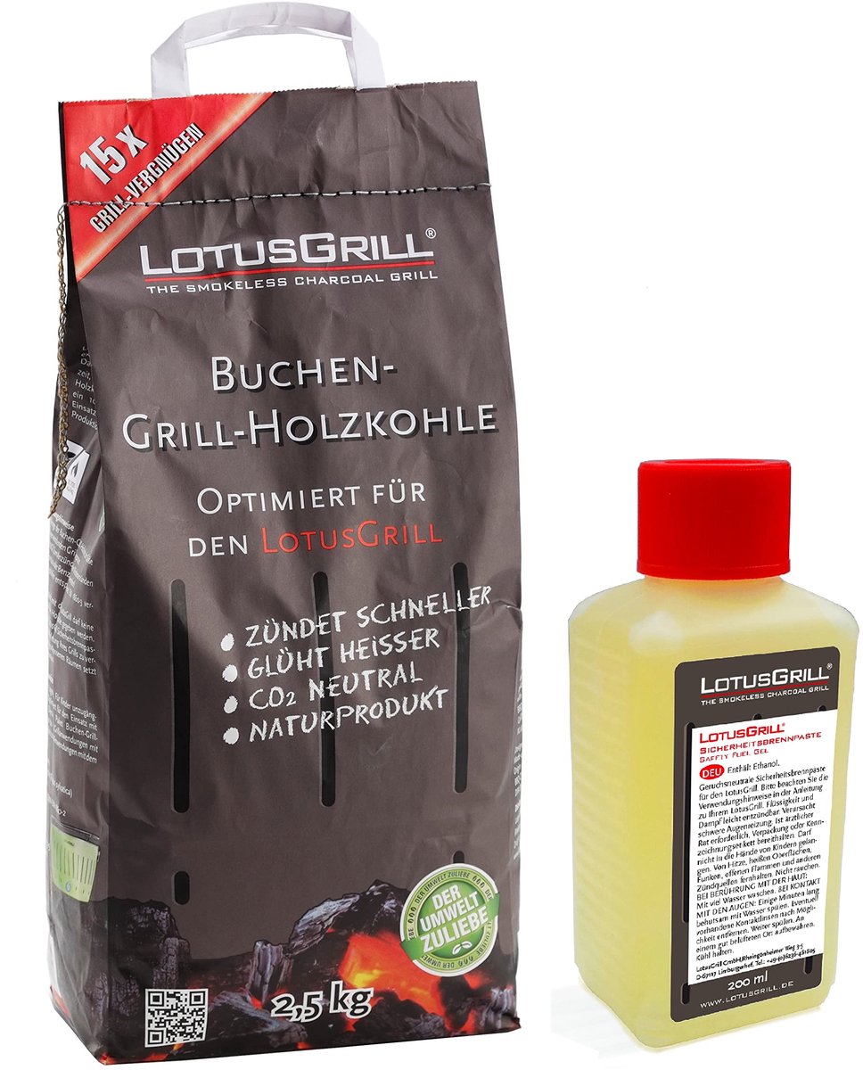 SnelShoppen - Beuken Houtskool 2,5 kg Zak met Brandstofpasta 200 ml - Rookarm BBQ, Perfect voor Tuinfeest, Camping, Grillen en Barbecueën