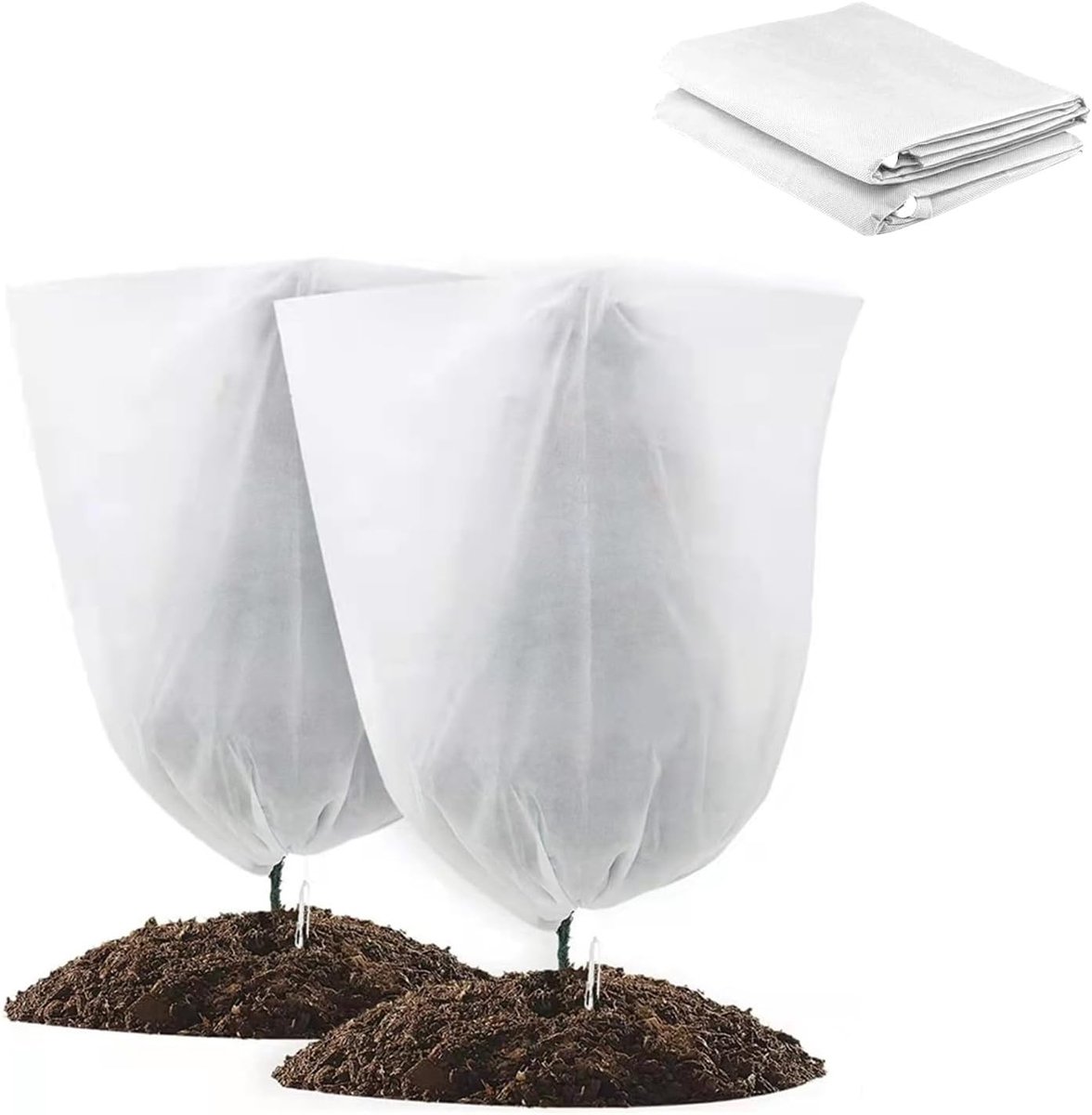 Beschermende doek voor planten, universele bescherming tegen kou, versterkt de groei en duurzaamheid van uw planten (2 witte doeken)
