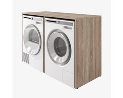 Wasmachinekast - Badkamermeubel - Ruimte Organiseren - Modulaire Constructie - 130 cm Breed - Sonoma Eiken