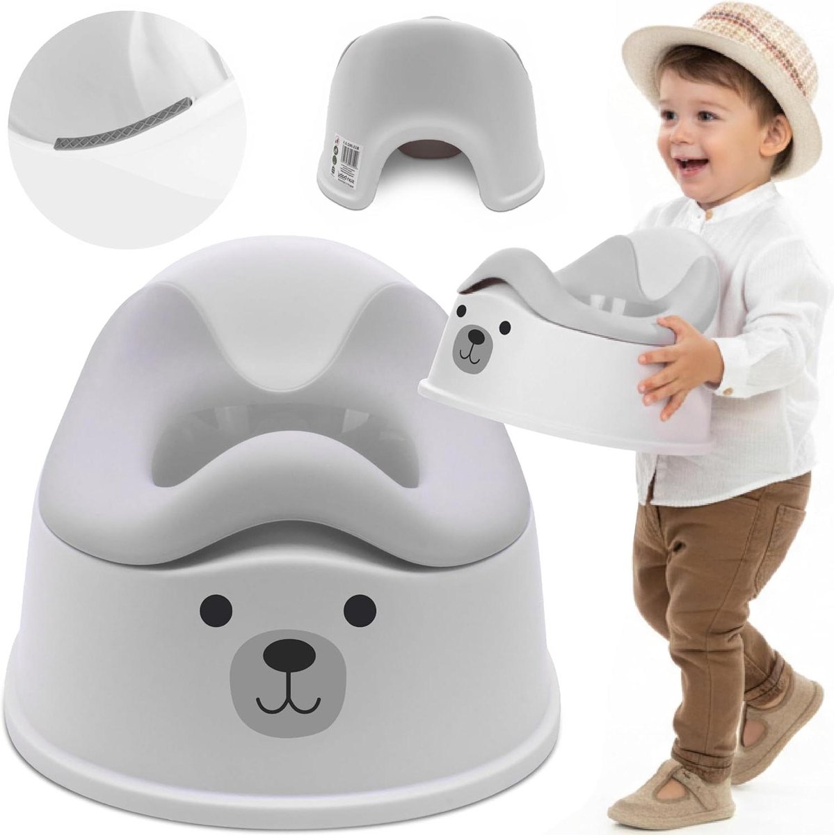 Potje voor kinderen - Zindelijkheidstraining potje - Zelfstandig leren - Antislip en ergonomisch - Tot 15 kg - Wit-Grijs