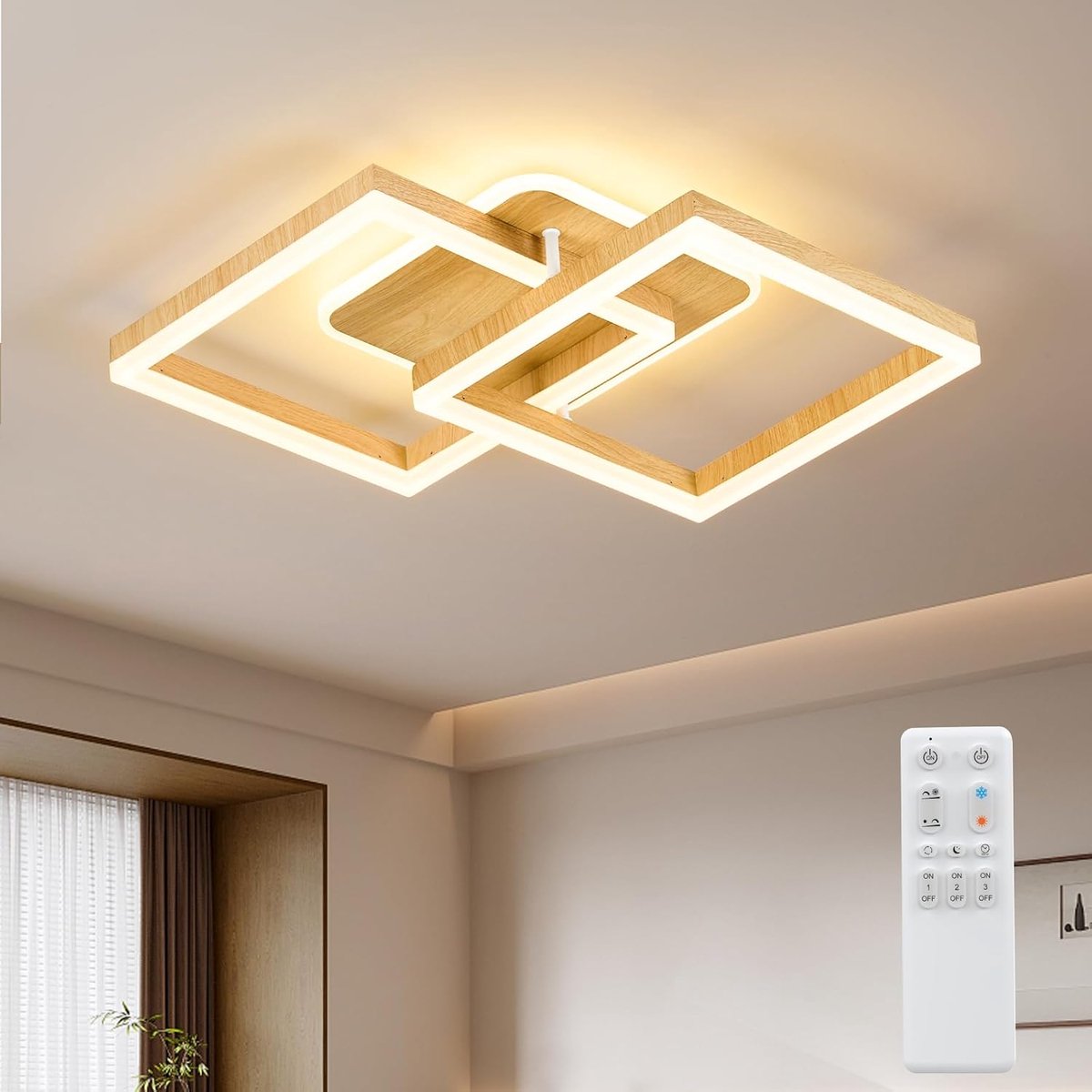 Led-plafondlamp dimbaar - modern geometrisch design - warm en koud wit - verlichting voor slaapkamer - SnelShoppen