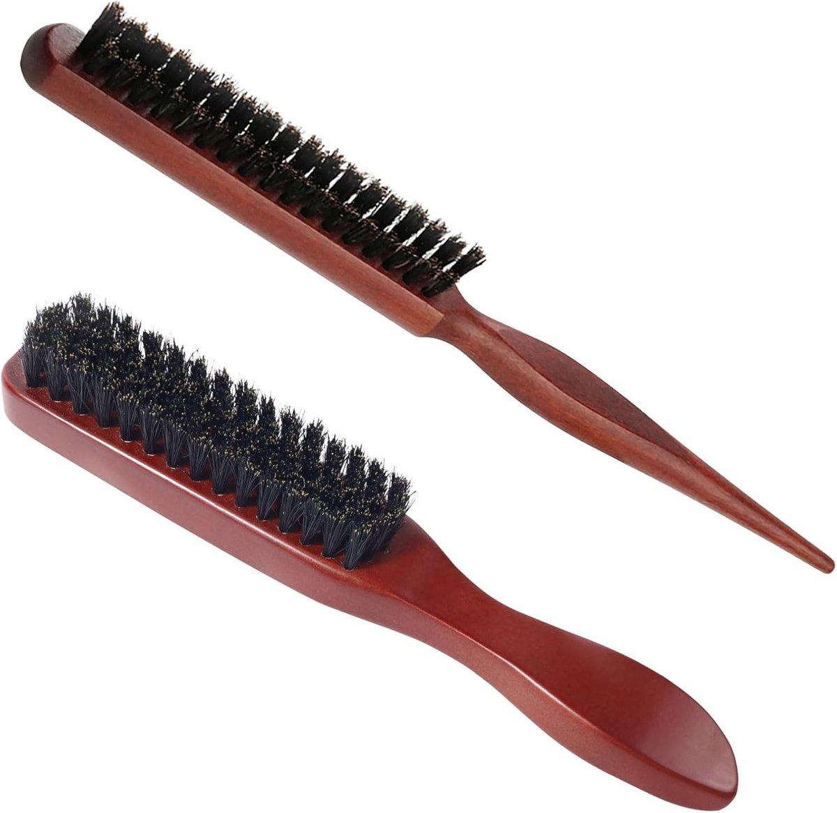 Natuurlijke Wild Zwijnenborstel voor Haar en Baardstyling, Scalp Massage, Vermindert Haarbreuk - Set van 2