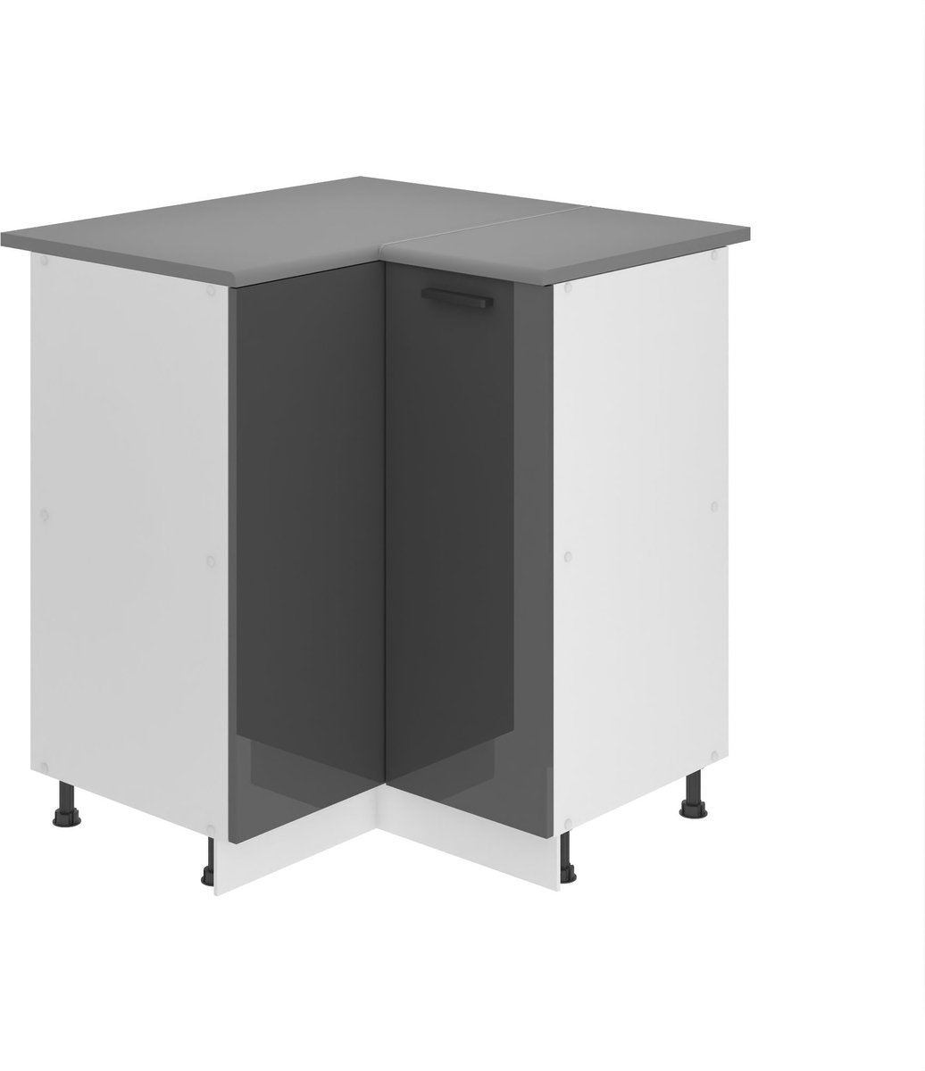 BELINI Hoekonderkast SNP 90 cm met 1 Deur - Zilver Hoogglans