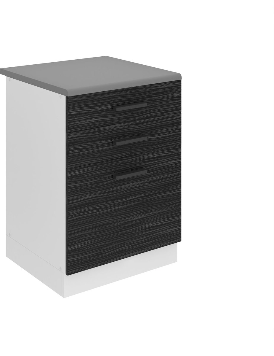 BELINI Keukenonderkast SDSZ 60 cm met Laden met Werkblad - Koninklijk Ebbenhout