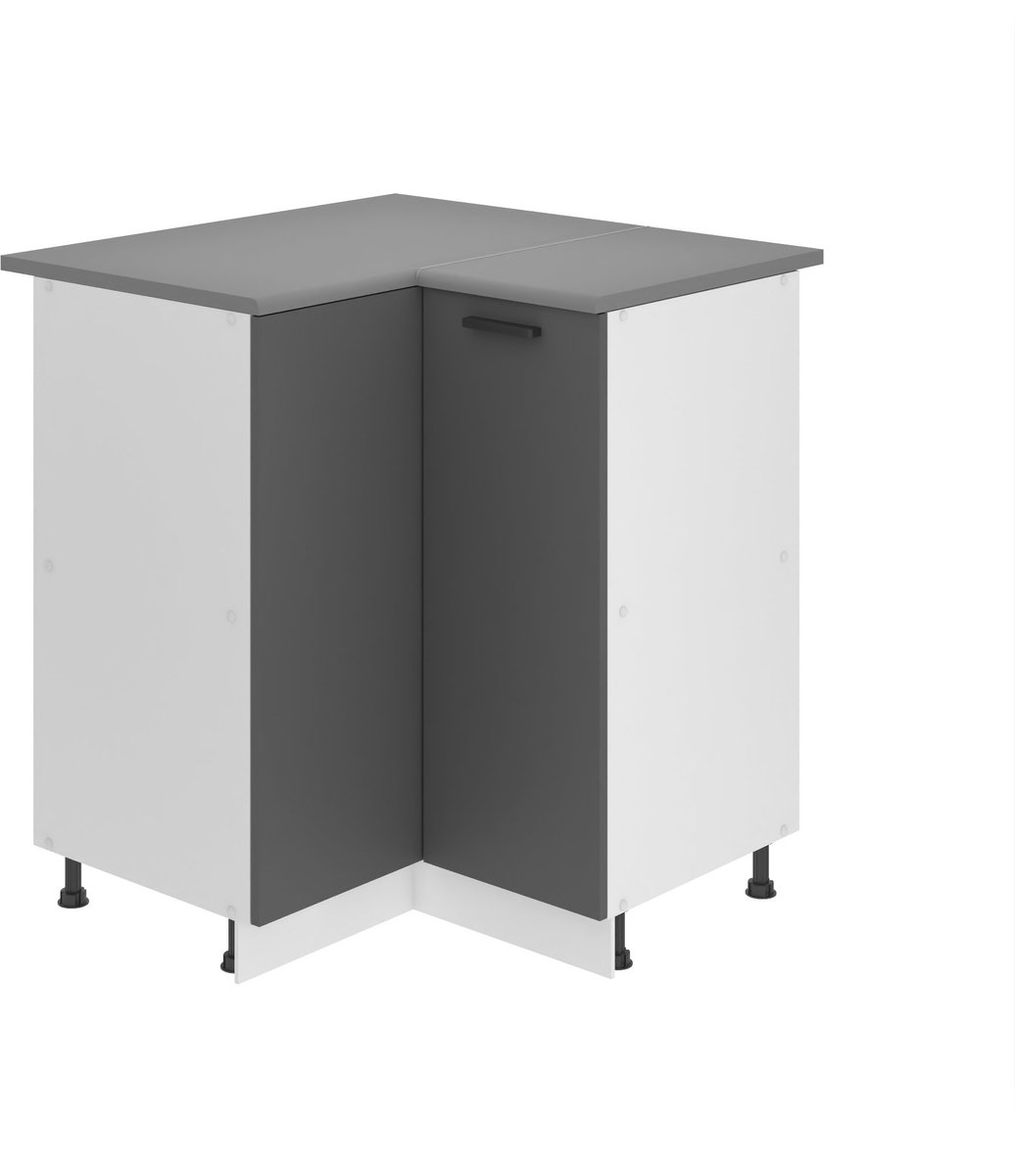 BELINI Hoekonderkast SNP 90 cm met 1 Deur met Werkblad - Zilver Mat