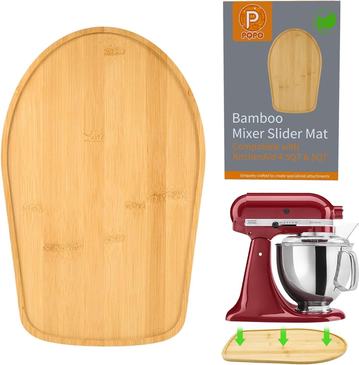 Bamboemixer en Sliding Mat voor 4.3/4.7 Liter Tilt-Head Stand Mixer, Keukenaccessoire voor Koken en Bakken