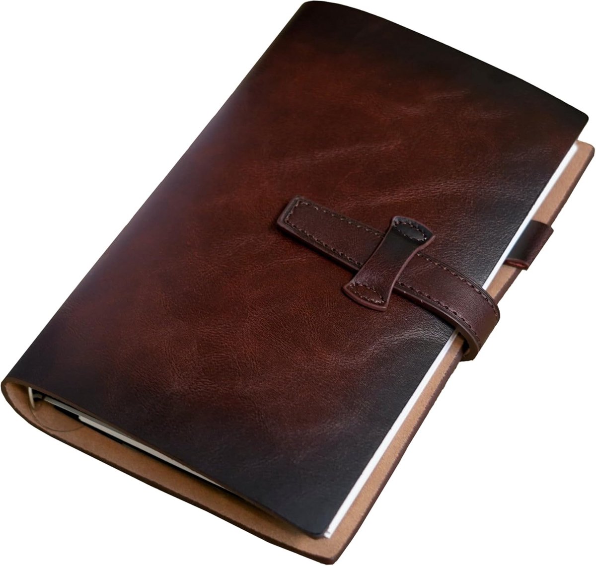 SnelShoppen - Navulbaar A6 Notitieboek met Leren Ringband, Herbruikbaar Vintage Dagboek, 6-Rings Metalen Ringband, 160 Gelinieerde Pagina's, Organiser