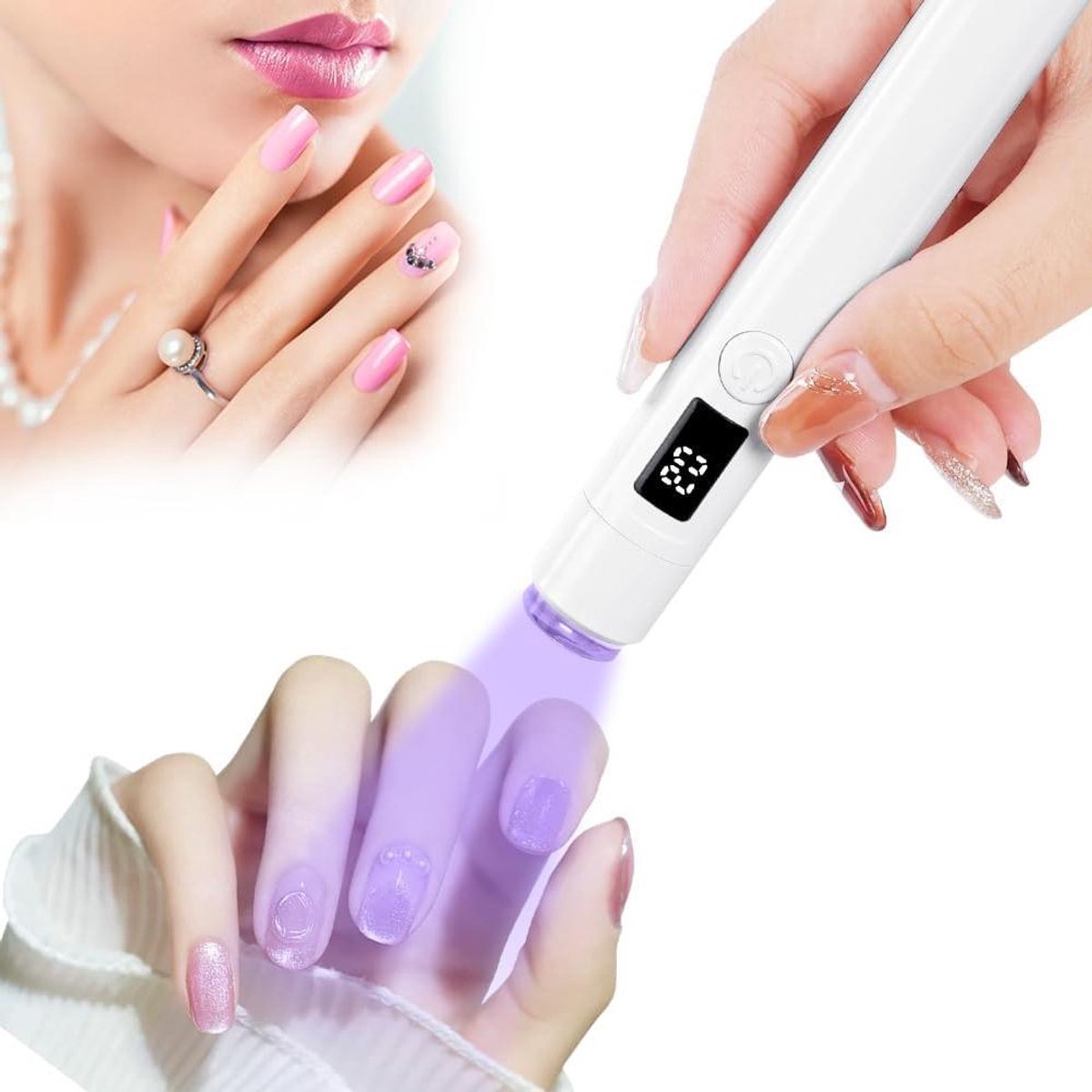 Draagbare UV Lamp - Nageldroger Mini - Nagels Drogen - Oplaadbaar Type-C - 12.7 cm - Zwart