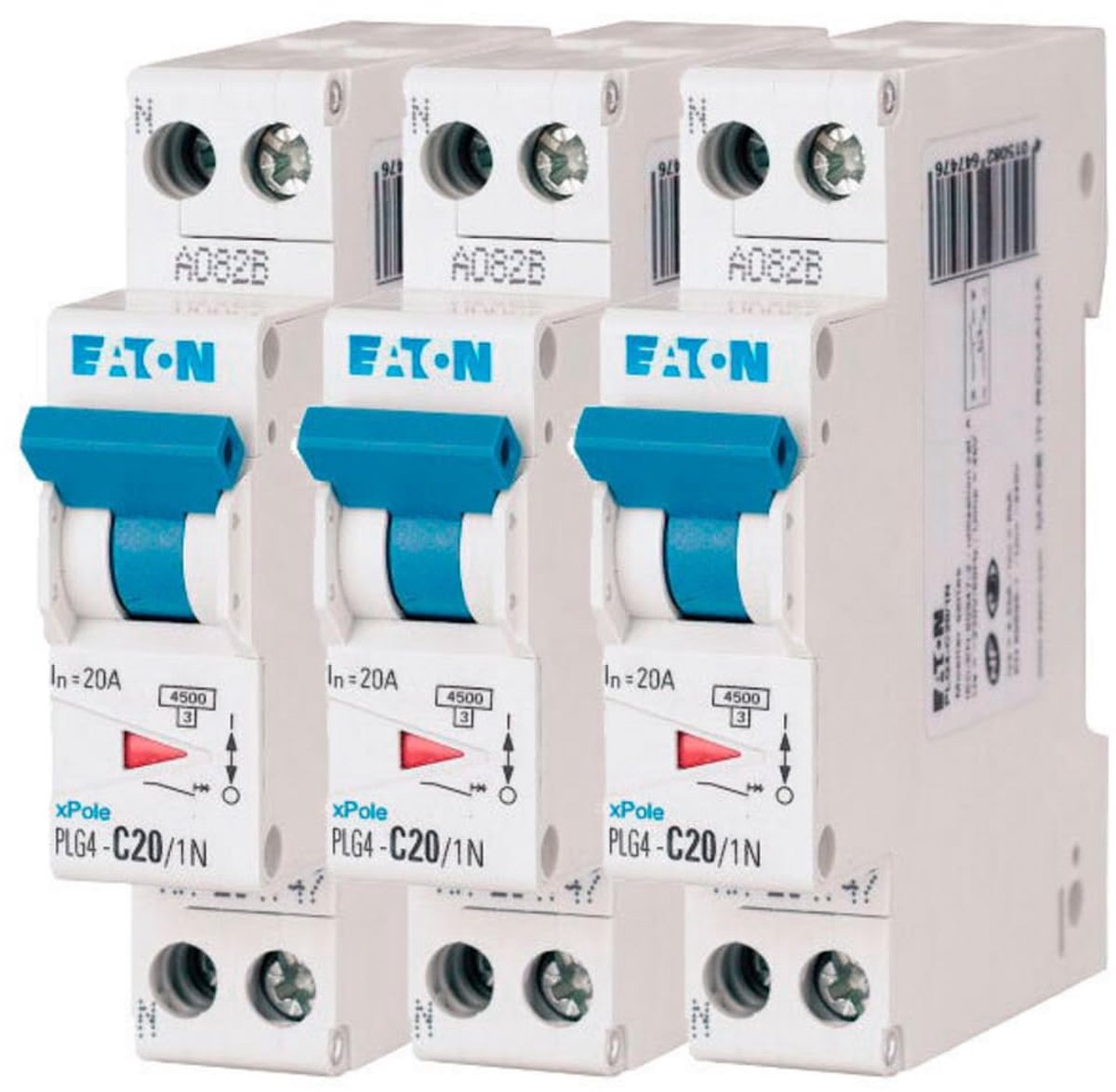 SnelShoppen - Modulaire Spanker PH/N - Wit - Blauwe Controller - 1P+N / 20 A - Curve C - Schroefaansluiting - 3 Stroomonderbrekers voor Thuisgebruik