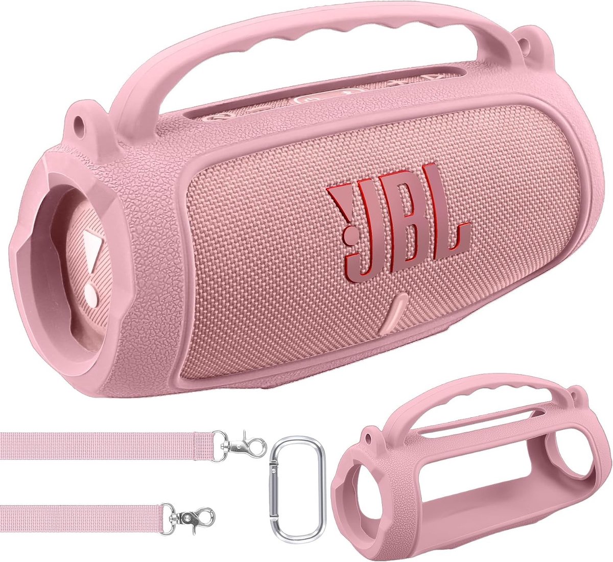 Beschermhoes van Siliconen voor Draagbare Bluetooth Speaker, Ultralichte Bescherming met Carabiner en Schouderriem voor JBL Charge 5