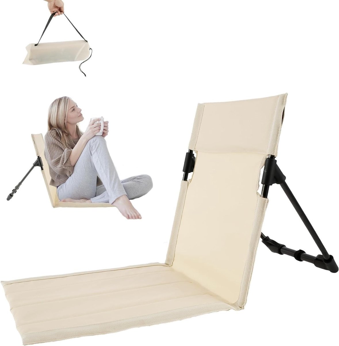 Vouwbare Strandstoel voor Volwassenen met Verstelbare Rugleuning - Ideaal voor Buiten, Camping en Parkactiviteiten