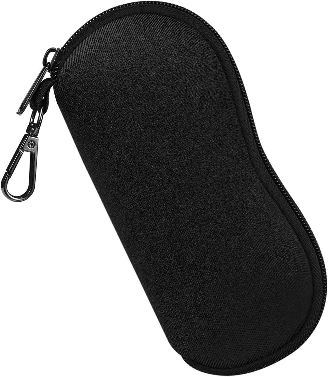 Dunne Neopreen Brilhoes met Carabiner - Ideale Bescherming voor Zonnebrillen en Zwemgoggles, Zwart