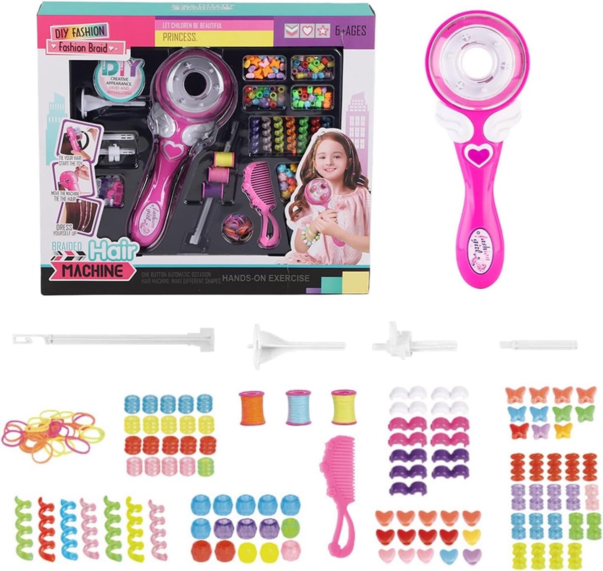 Elektrische Haarvlechtmachine voor Meisjes - DIY Styling Kit met Accessoires, Haarvlechten, Mode en Schoonheid voor Thuisgebruik