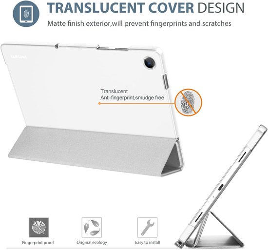 Slimme Hoes voor 11 Inch Tablet, Beschermende Folio Case met Hard Back Shell en Standfunctie voor Galaxy Tab A11+ Plus en A9+ Plus - Zilver — afbeelding 2