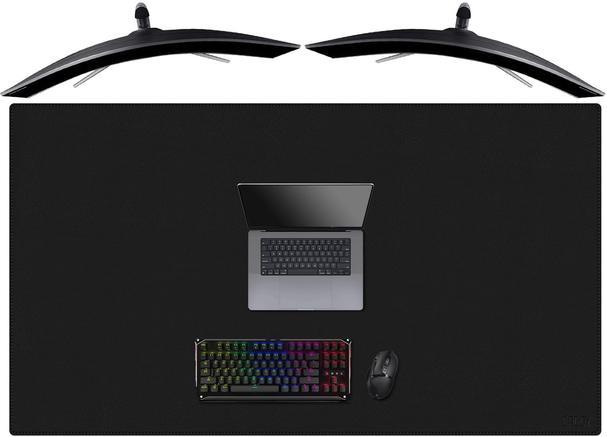 SnelShoppen - Bureauonderlegger Leer 1400 x 800 mm, XXL Gaming Muismat Oversized Waterdicht voor Kantoor en Thuis, Zwart, Perfect voor Gaming en Werke