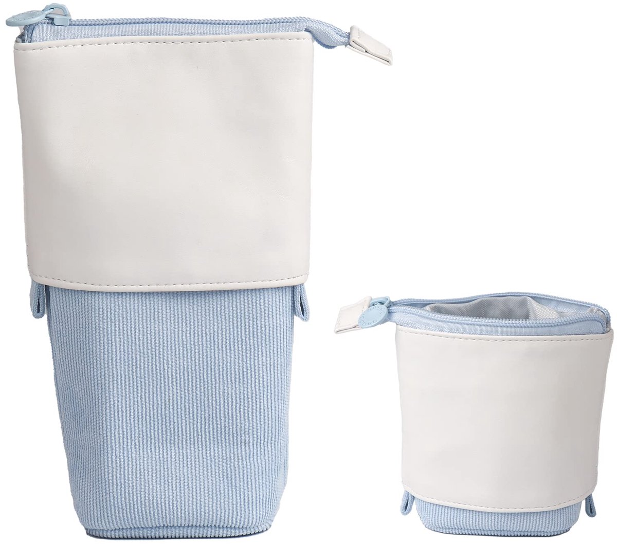 SnelShoppen - 2-in-1 schattig etui, telescopisch etui, intrekbaar pennenkoker, pop-up potloodhouder, lichtblauw, multifunctionele make-uptas voor stud