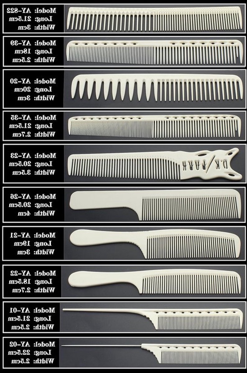 Set van 10 Professionele Carbon Fiber Kammen, Geschikt voor Alle Haartypes, Warmtebestendig en Antistatisch, Perfect voor Kappers en Thuisgebruik