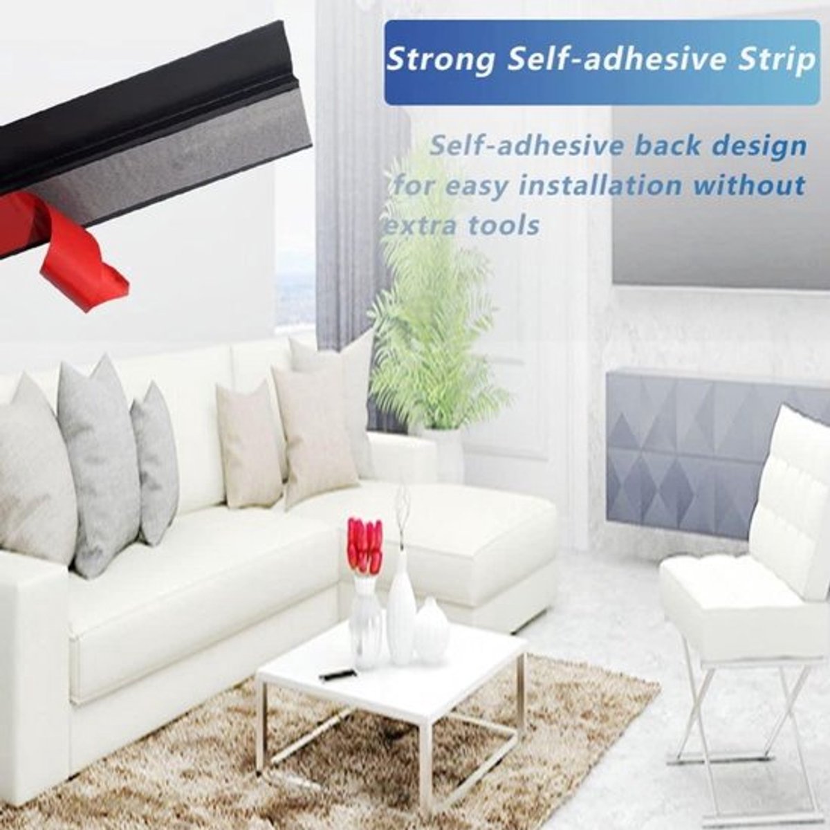 Zwarte Tapijt Trim Strip | Zelfklevend | Laminaat Vloer | Drempel Trim en Randen | Rubber