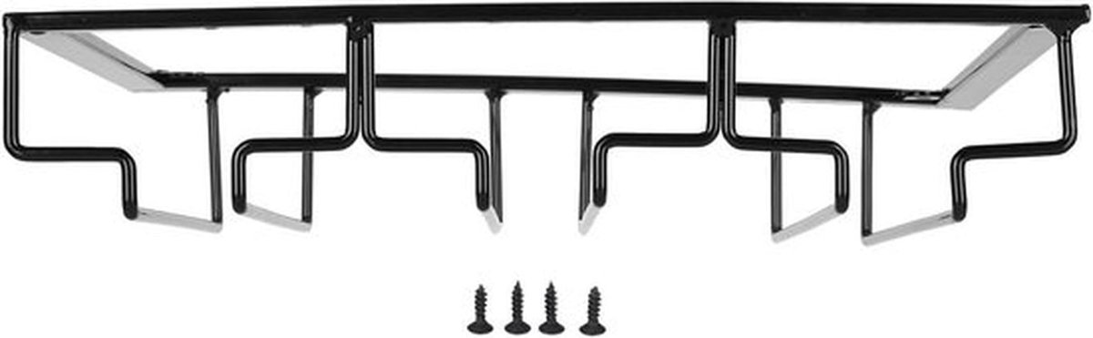 Onderkast Glazenhouder voor Wijn - Metalen Organizer voor Stemware en Glazenopslag in Keuken of Bar (3 slots, 30 cm lang, 22,5 cm breed, zwart)