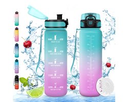 SnelShoppen - Vikaster Sportdrinkfles 1000 ml - BPA-vrije Lekvrije Drinkfles voor Fiets, Fitness, School, Outdoor, Geschikt voor Koolzuur - Ideaal voo