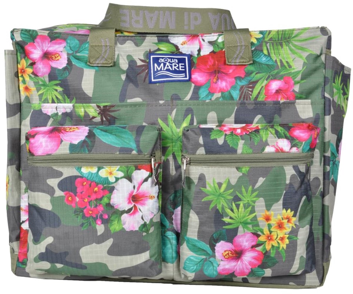 SnelShoppen - Aqua di Mare Strandtas Dames Legergroen, Grote Waterbestendige Tote Bag, Ideaal voor Strand, Vakantie, Shopping, Sport en Dagelijks Gebr