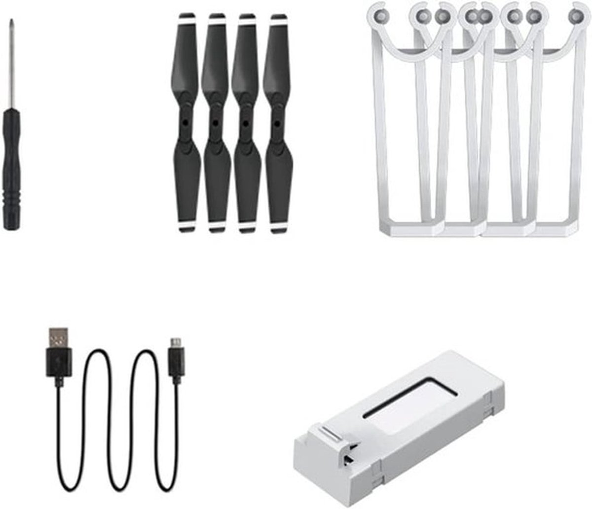 Droneset met tas, 1 dronebatterij, 4 beschermframes, 2 vervangbladen en oplaadkabel voor optimale bescherming