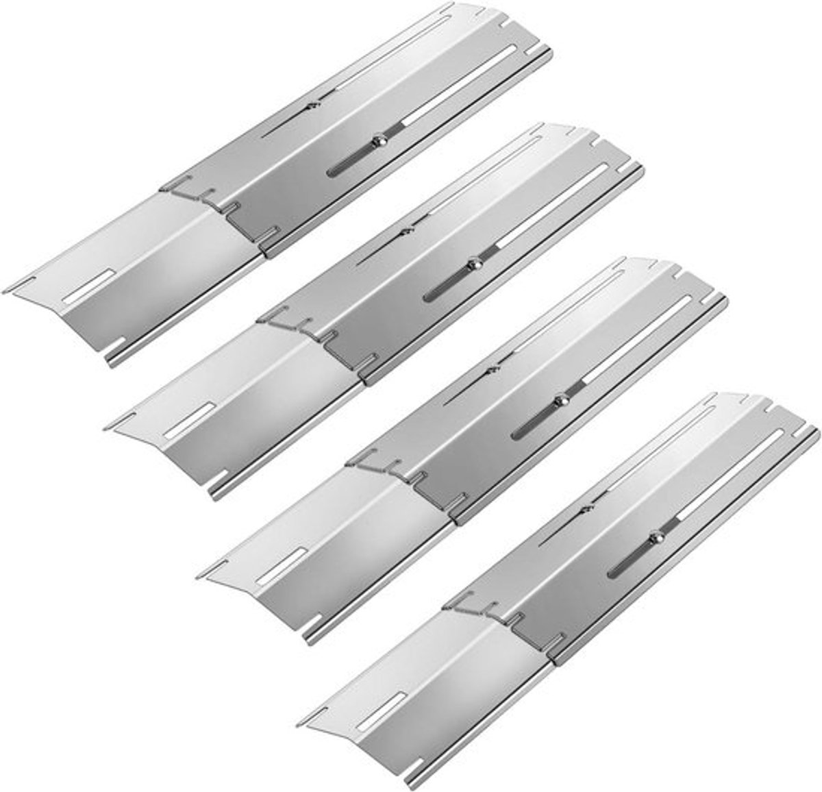 4 stuks universele warmteverdelers van 430 roestvrij staal voor gasgrill - reserveonderdelen voor Barbecue van 29,8 - 53,3 cm