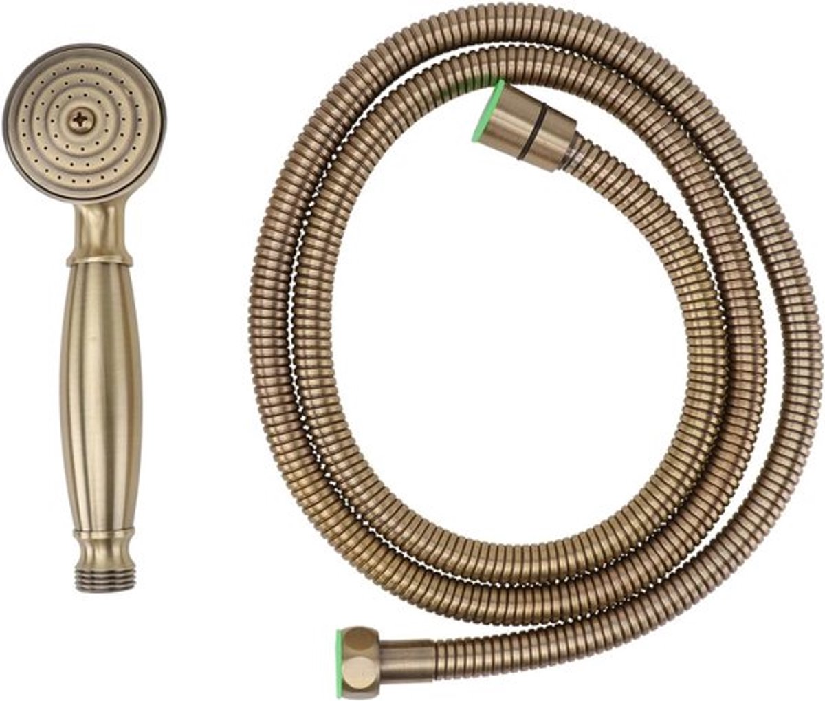 Vintage Douchestraal met Verstelbare Waterstraal en Hoge Druk, Inclusief Slang, Elegante Bronzen Afwerking voor Jouw Badkamer