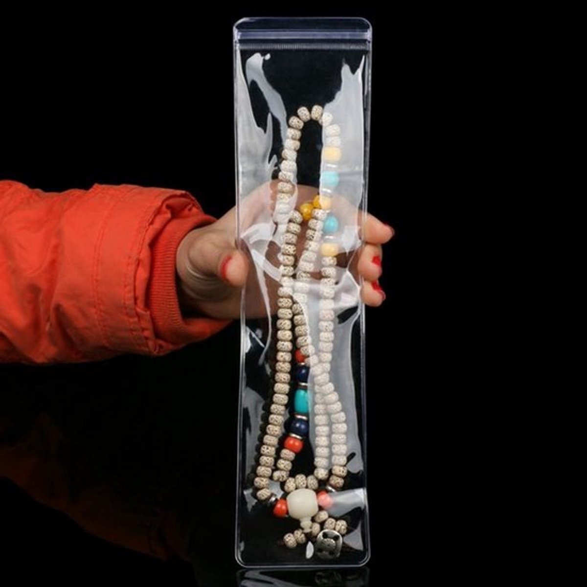 50 Transparante Lange Juwelen Tassen met Rits, 7.5x30cm PVC Tassen voor Sieraden, Bescherming en Verpakking van Sieraden, Anti-oxidatie en Duidelijke Weergave