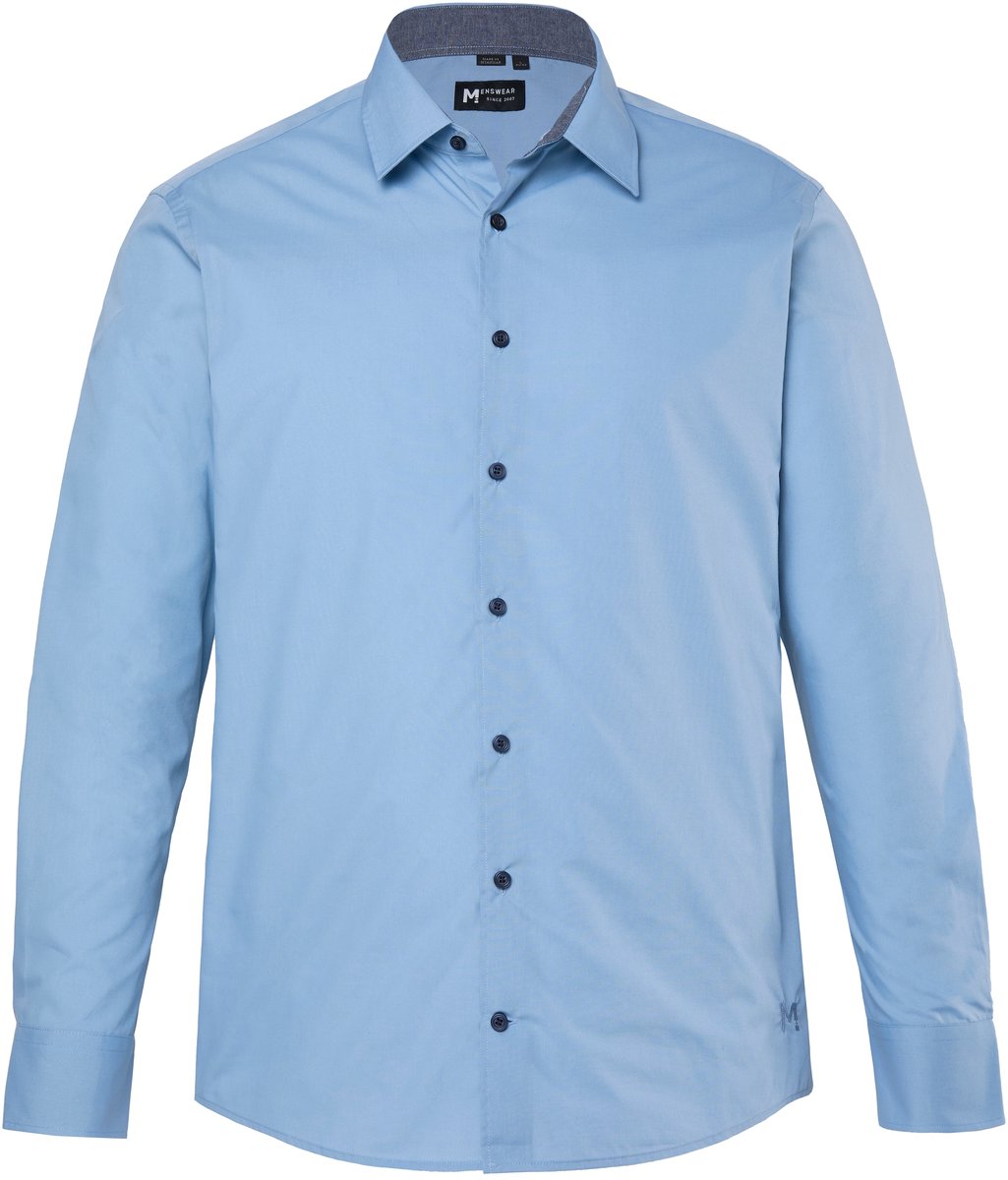 Men Plus - Heren - Zakelijk overhemd lange mouw kentkraag EasyCare comfort fit - Duifblauw - Maat 5XL