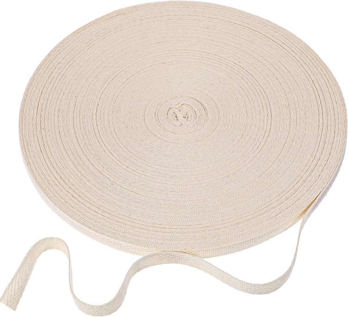 Natuurlijke Katoenen Twill Tape 1cm, Bias Binding en Boekband, 50m Zacht Beige Herringbone voor DIY, Naaien en Handgemaakte Tassen