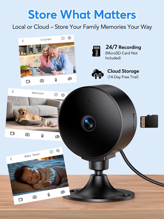 Draadloze Binnen Camera - Bewakingscamera Monitor - Huis Dieren Bewaken - Twee Weg Audio - 2K 3MP Resolutie - Wit — afbeelding 5