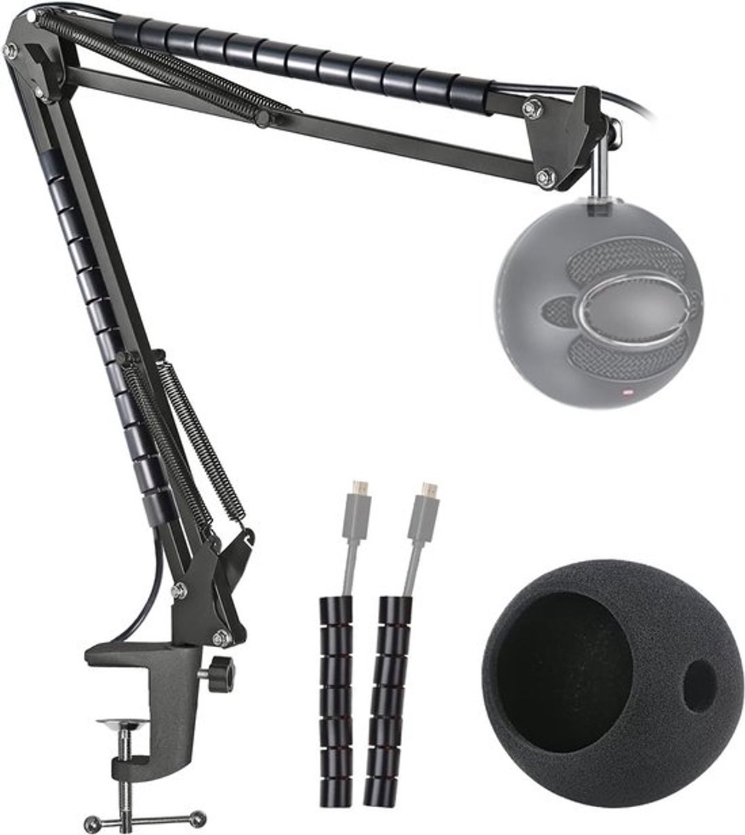Microfoonstandaard met windscherm en popfilter - Verstelbare schommelarm voor optimale geluidsopname met Blue Snowball ICE compatibiliteit
