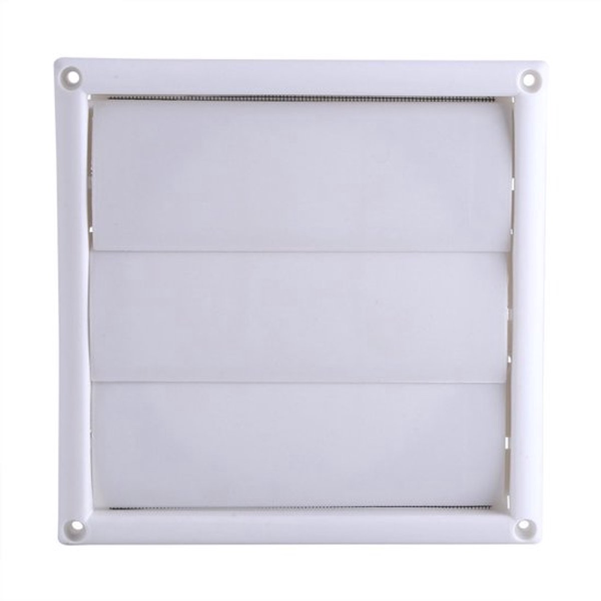 Ventilatierooster Wit - Kunststof - 3 Kleppen - Vliegenscherm - Wandkanaal - Afmetingen 20 x 20 cm - Luchtrooster
