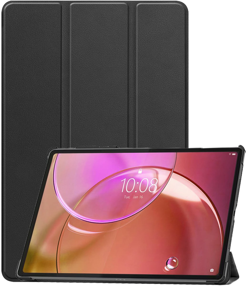 Hoesje - Geschikt voor Lenovo Idea Tab Pro Gen 2 - Dun & Stevig - Trifold Bookcase - Hard Cover - Hardcover Book Case - Tablet Hoes - Zwart