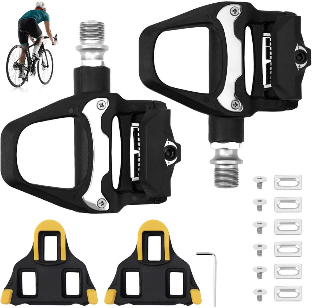 GELLDG Antislip fietspedalen – Geschikt voor Shimano SPD-SL-racefietspedalen – 9/16-inch kogellagers – Geschikt voor mountainbikes, gravelbikes en racefietsen