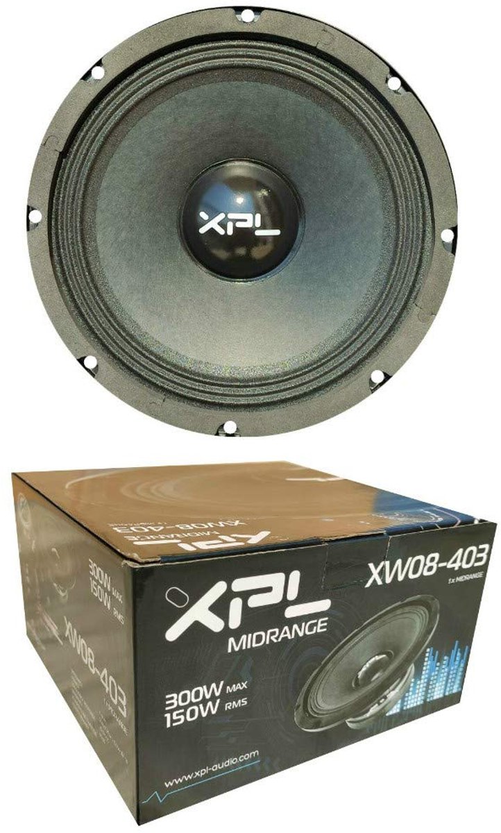SnelShoppen - Medium-Lage Woofer Speaker 20 cm 200 mm 8 inch 150 Watt RMS 300 Watt Max 4 Ohm Impedantie 99 dB Zwart voor Feest en Evenementen
