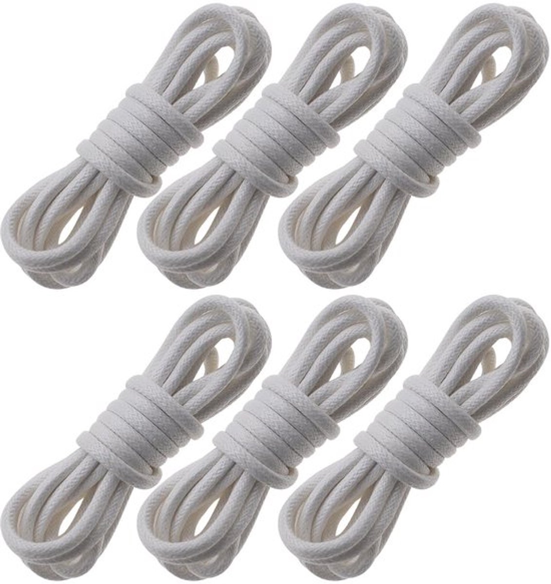 Vervangende Veters 80 cm - Ronde Veters - Gewaxte Veters - 3 Paar (6 Stuks) - Katoenen Veters - Dikte 3 mm - Schoenveters