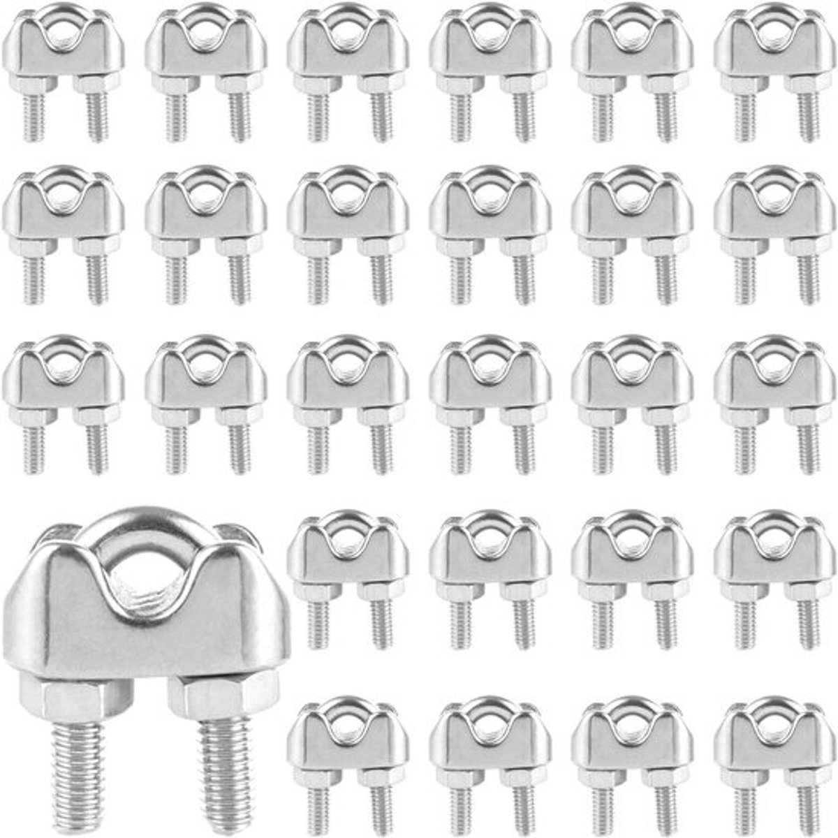 30 Stuks RVS Kabelklemmen 4mm - Duurzame Bevestiging voor Staal Kabels, Draad en Touw