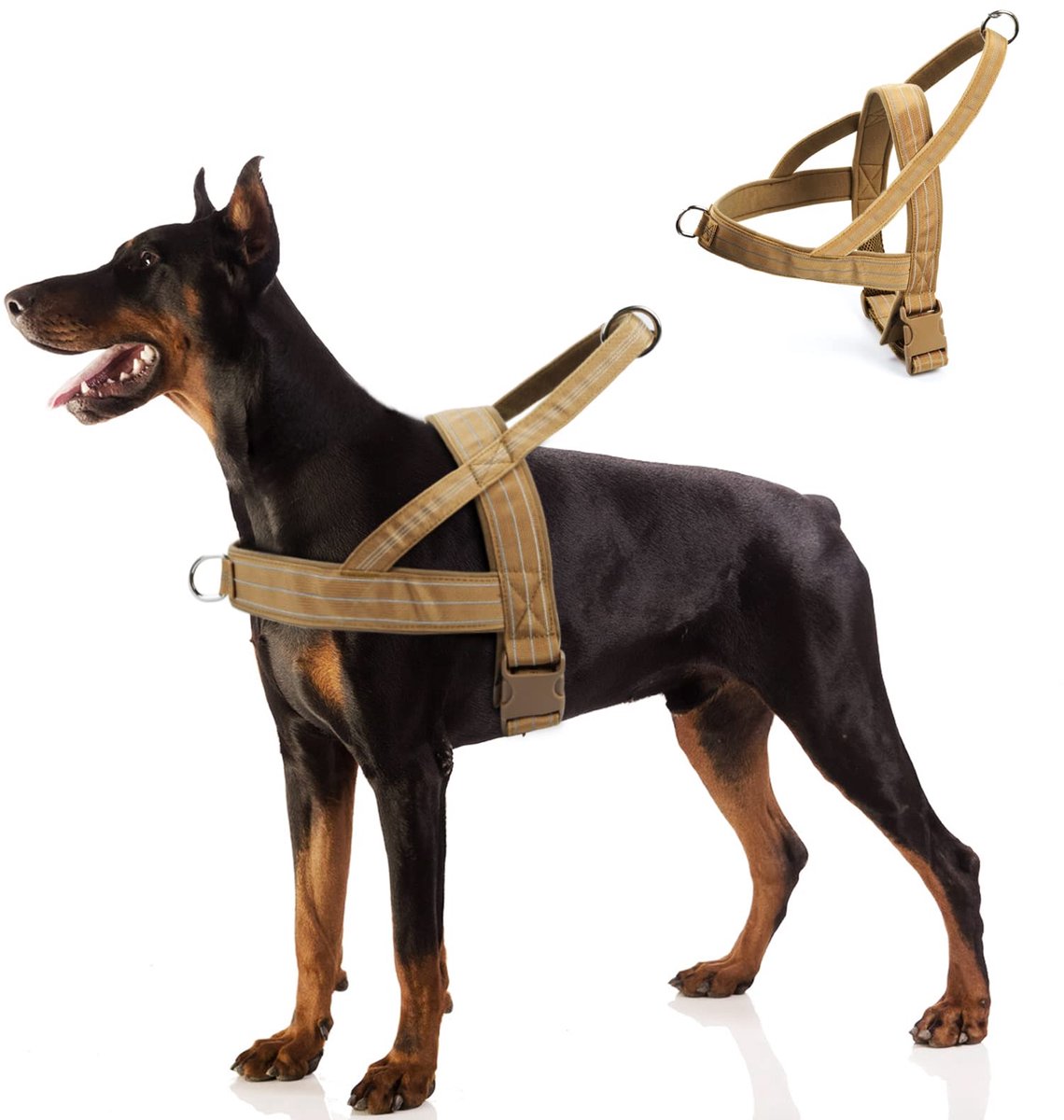SnelShoppen - Hondentuig Harnas voor Middelgrote en Grote Honden - Anti Pull Verstelbaar Reflecterend Borstharnas voor Buitentraining Wandelen (L)