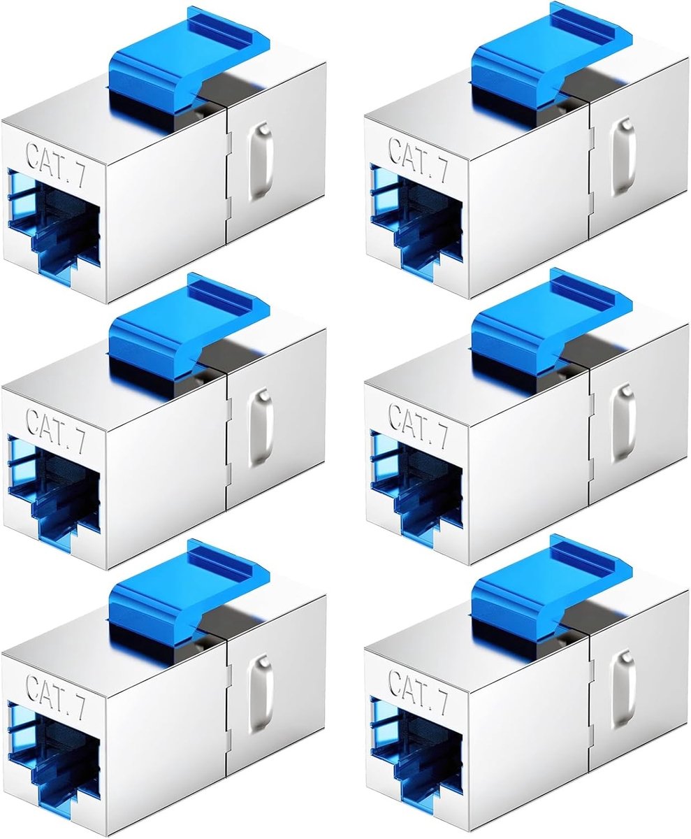 6 stuks afgeschermde Cat7 RJ45-modules voor 10 Gbps netwerkkoppeling, ethernetverbinding voor patchpanelen en wandplaten, hoge snelheid en betrouwbare prestaties