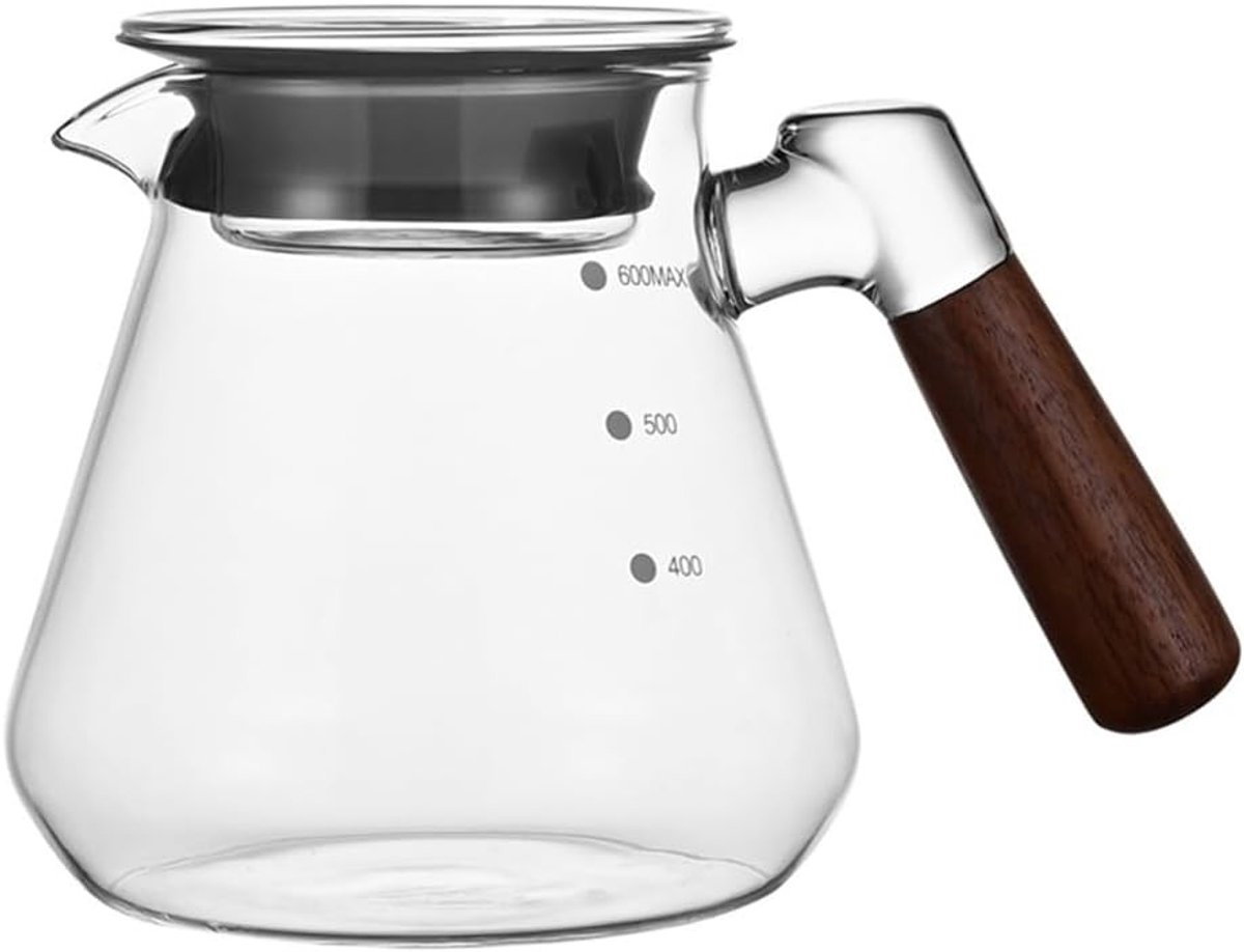 Stijlvolle Glazen Koffiekan met Deksel - 600ml Koffieserver voor Thuis en Kantoor