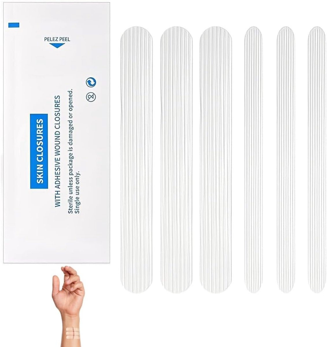 16 stuks wondsluitstrips in 2 maten voor het sluiten van kleine sneden en wonden, klempleisters en steri strips voor optimale wondgenezing