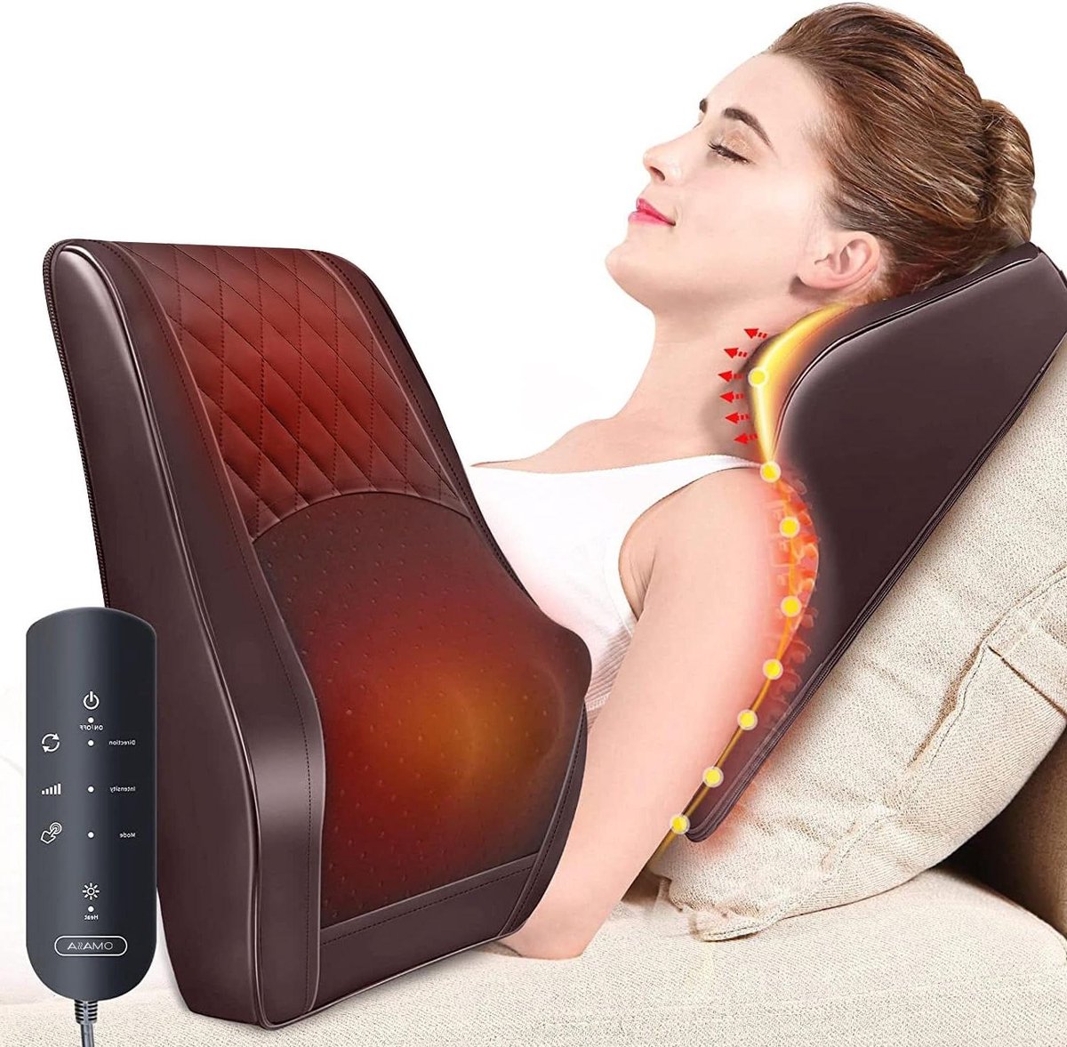 Nek en Rug Massager - Shiatsu Apparaat - Spierpijn Verlichten - Met Warmtefunctie - 38x33cm - Zwart